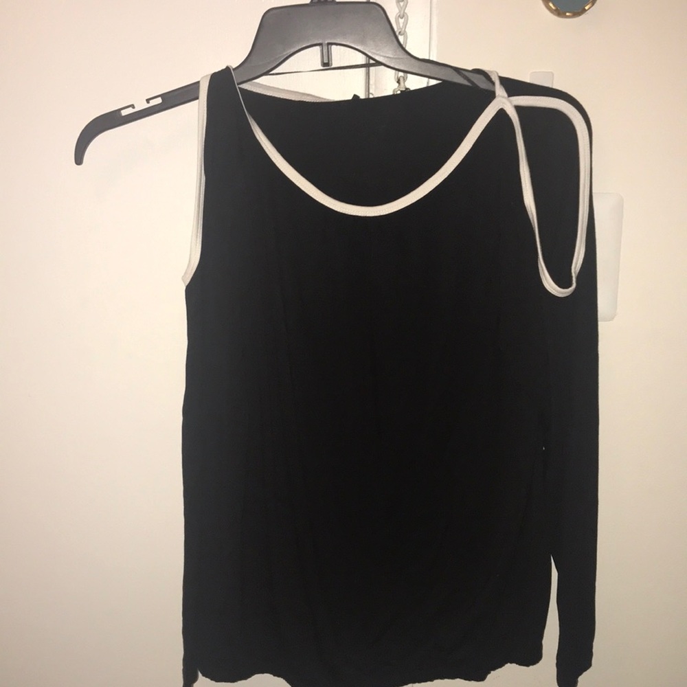 Brand new black/white cold shoulder top